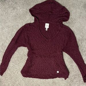 Billabong Red Ribbed Long Sleeve Hoodie